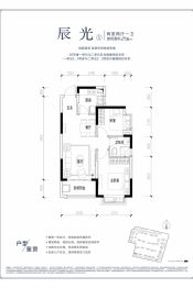 成都恒大城市之光2室2厅1厨1卫建面77.36㎡