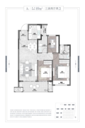 融信海月凤仪3室2厅1厨1卫建面89.00㎡