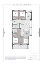 融信海月凤仪4室2厅1厨2卫建面135.00㎡