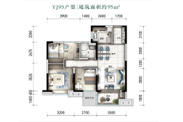 兰州碧桂园三期文璟城3室2厅1厨1卫建面95.00㎡