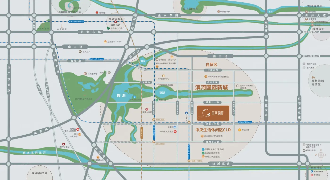 滨河春晓交通图