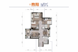 卓越华堂卓著天城·辰光3室2厅1厨1卫建面81.00㎡