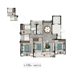 志城·铂金时代4室2厅1厨2卫建面129.0㎡