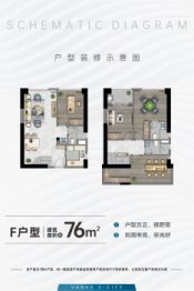 万科云城2室2厅1厨2卫建面75.00㎡