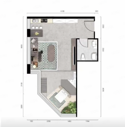 唐府公寓1室1厅建面49.00㎡