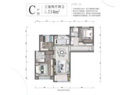 万科城·星光3室2厅1厨2卫建面114.00㎡