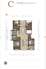 五洲佳苑二期4室2厅1厨2卫建面188.00㎡