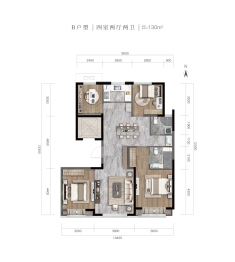 保利绿城·和锦诚园4室2厅1厨2卫建面130.00㎡