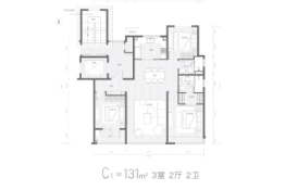 天一仁和·崂山湾壹号3室2厅1厨2卫建面131.00㎡