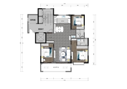 百蕊·书香门第3室2厅1厨2卫建面127.00㎡