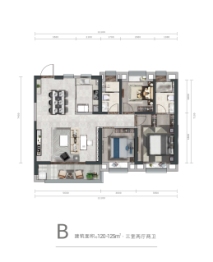 海格公馆3室2厅1厨2卫建面120.00㎡