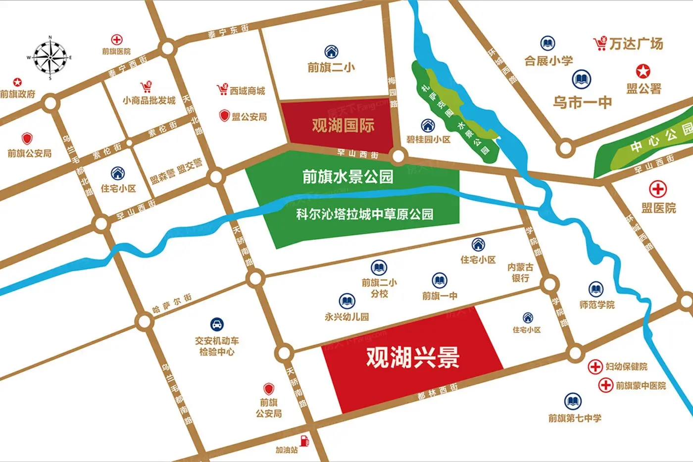 观湖兴景小区交通图