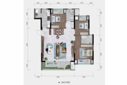 中国铁建·青秀湾3室2厅1厨2卫建面105.00㎡