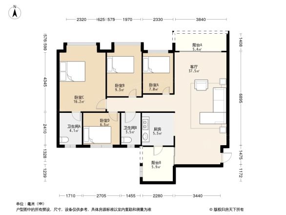 凯蓝滨江华府户型图