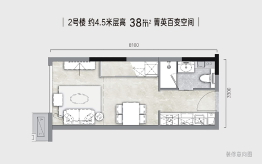 首开龙湖·天鉅1室1厅1卫建面38.00㎡