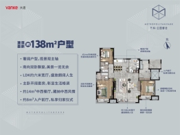 万科公园都会3室2厅1厨2卫建面138.00㎡