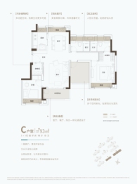 招商华发卓越·湖心明悦3室2厅1厨2卫建面93.00㎡