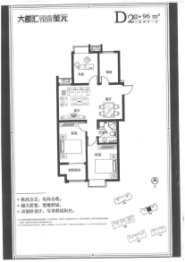 大都汇玺元3室2厅1厨1卫建面96.00㎡