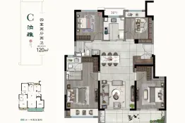 建发泊月湾4室2厅1厨2卫建面120.00㎡