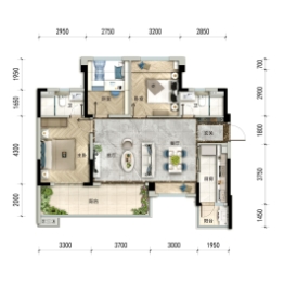 碧桂园·天麓3室2厅1厨2卫建面108.00㎡