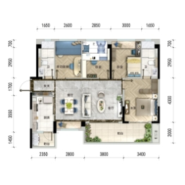 碧桂园·天麓4室2厅1厨2卫建面120.00㎡