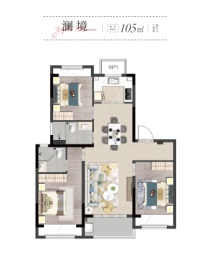 禹洲·嘉誉东境3室2厅1厨2卫建面105.00㎡