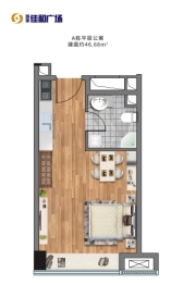 菏泽佳和广场1室1厅1厨1卫建面46.68㎡