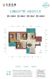 东新高地4室2厅1厨2卫建面119.00㎡