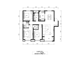 融创外滩壹号湾3室2厅1厨2卫建面147.00㎡