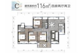 中信凯旋湾4室2厅1厨2卫建面116.00㎡