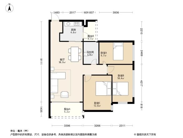奥园瀚林朗庭户型图
