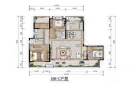 玉溪九璋3室2厅3卫建面168.00㎡