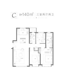 天津瑞府3室2厅1厨2卫建面140.00㎡