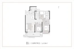 金科天樾3室2厅1厨2卫建面124.00㎡