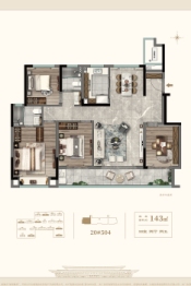 建发御珑湾4室2厅1厨2卫建面143.00㎡