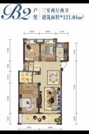 加泰·铂金湾3室2厅1厨2卫建面121.04㎡