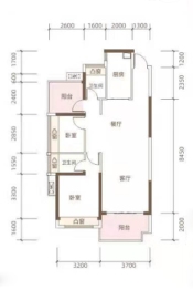 润合名居2室2厅1厨2卫建面96.86㎡