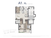 绿城·春熙月明A1户型建面95㎡