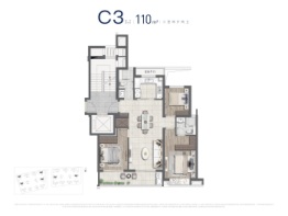 绿城·春熙月明3室2厅1厨2卫建面110.00㎡