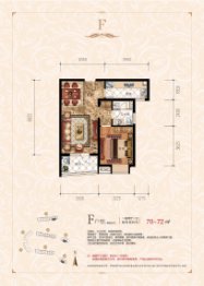 恋湖家园滨湖二期1室2厅1厨1卫建面70.00㎡