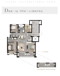 蠡湖国际小镇3室2厅1厨2卫建面117.00㎡