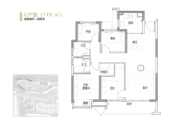 花桥中骏世界城4室2厅1厨2卫建面119.00㎡