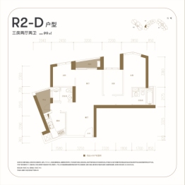 天府汇中心3室2厅1厨2卫建面99.00㎡