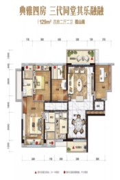碧桂园西江府4室2厅1厨2卫建面129.00㎡