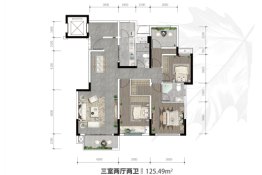 万丽壹号3室2厅1厨2卫建面125.49㎡