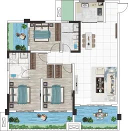 上达·观玉珑庭3室2厅1厨2卫建面136.00㎡