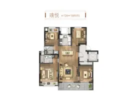 华润置地悦景湾4室2厅1厨2卫建面126.0㎡