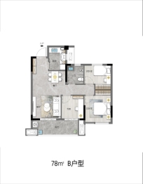 融信·澜湾3室2厅1厨1卫建面78.00㎡