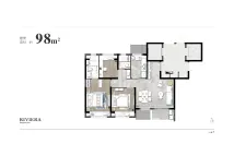 华侨城纯水岸建面约98㎡户型示意图