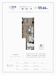 御东联1室1厅1厨1卫建面55.66㎡